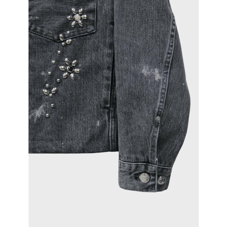 TANAKA THE JEAN JACKET GRAY (BIJOU) / 2026SS タナカ デニムジャケット カイハラ デニム セルビッチ スタッズ フラワーの画像