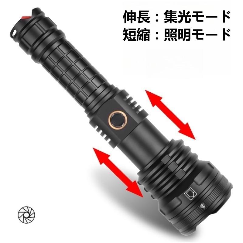 懐中電灯 LED 高輝度25000ルーメン 軍用 電気出力 USB充電式双方 懐中電灯 LED 高輝度25000ルーメン 軍用 電気出力 USB充電式双方