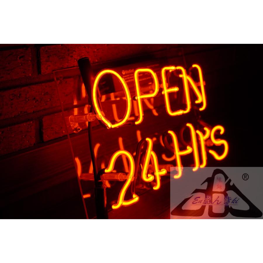 オリジナル　ネオンサイン　ガラス製　OPEN 24HRS　 レッド　 コンビニ バー 飲食 韓国  壁掛け led 看板 アメリカン雑貨 おしゃれ   オーダーメイド可能_1