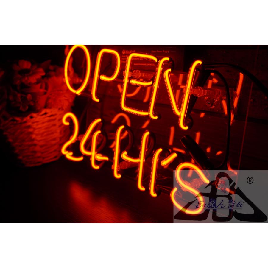 オリジナル　ネオンサイン　ガラス製　OPEN 24HRS　 レッド　 コンビニ バー 飲食 韓国  壁掛け led 看板 アメリカン雑貨 おしゃれ   オーダーメイド可能_2