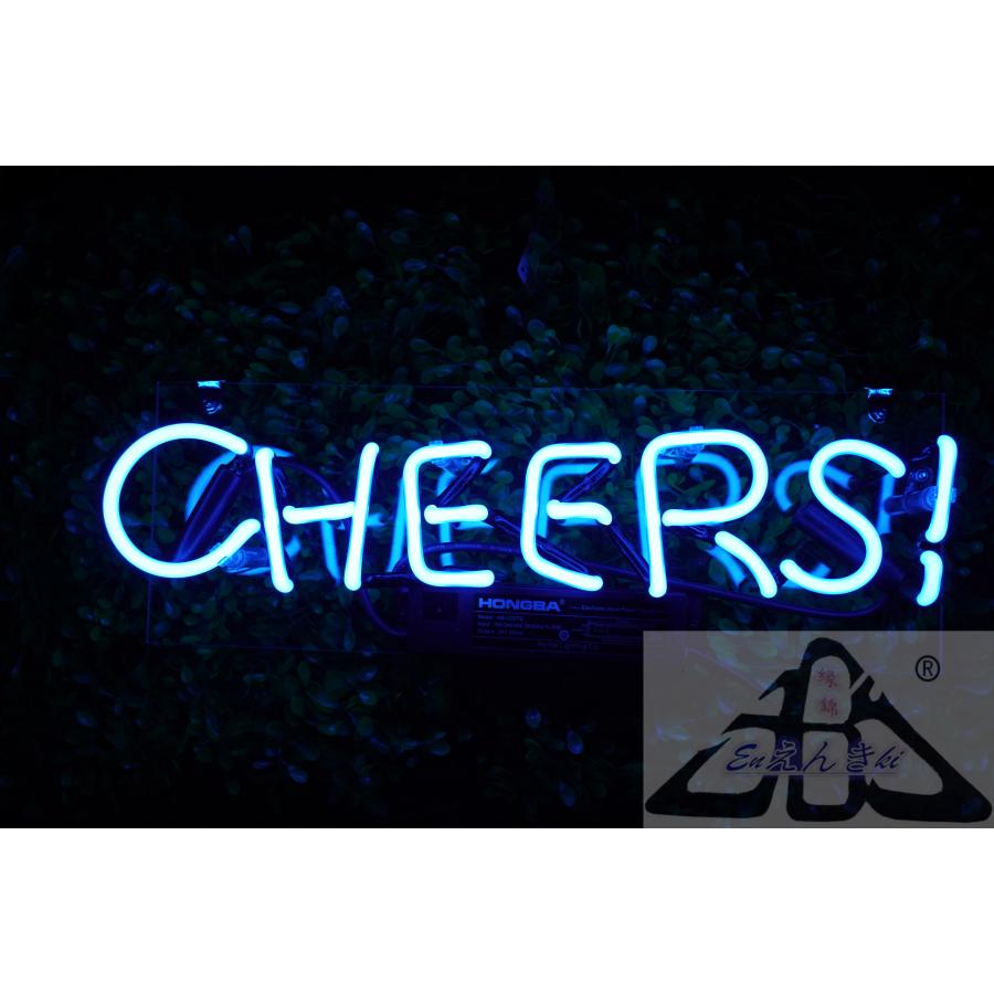 オリジナル ネオンサイン CHEERS! ブルー 英字ロゴ ガラス管 バー 店舗