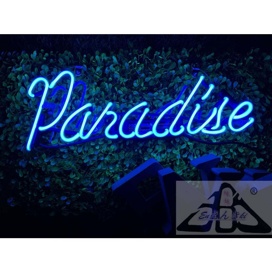 オリジナル ネオンサイン Paradise ブルー 英字ガラス管 インテリア 店舗装飾 バー LED風韓国 壁掛け led 看板 アメリカン雑貨 オーダーメイド可能