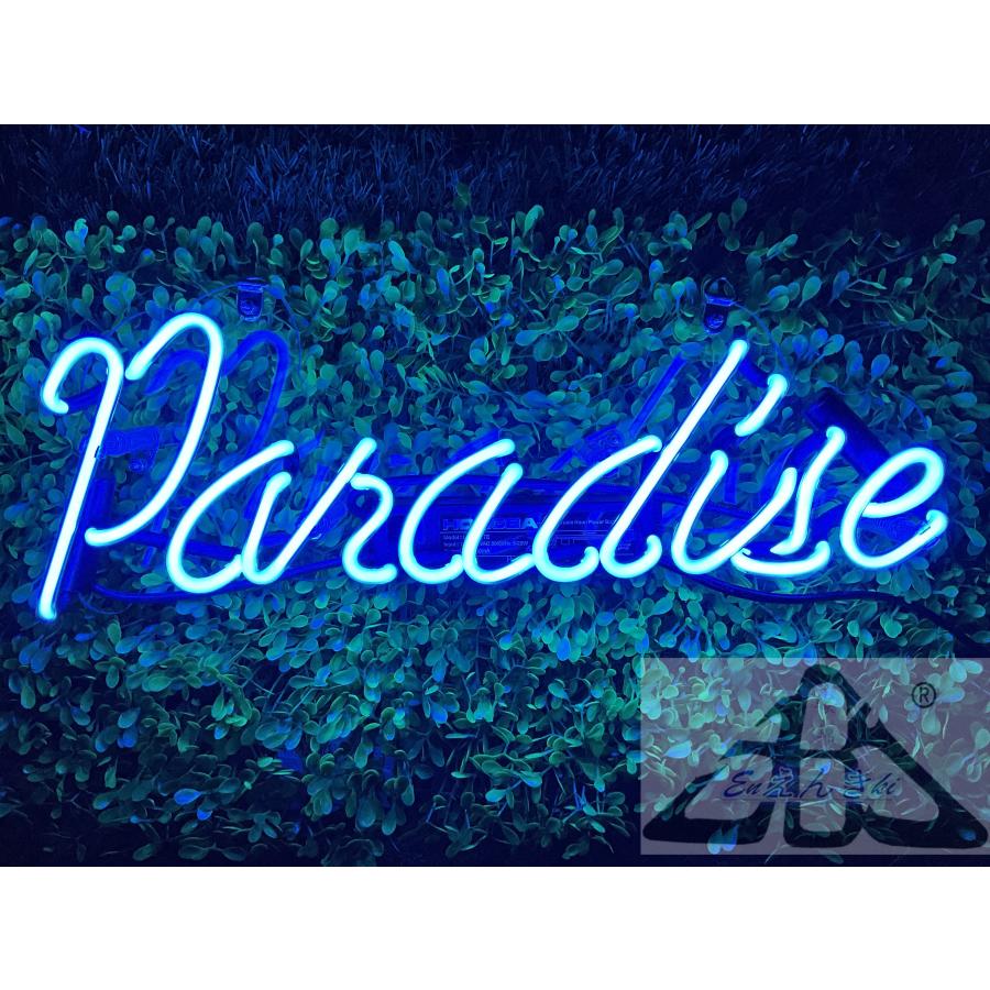 オリジナル ネオンサイン Paradise ブルー 英字ガラス管 インテリア 店舗装飾 バー LED風韓国 壁掛け led 看板 アメリカン雑貨 オーダーメイド可能
