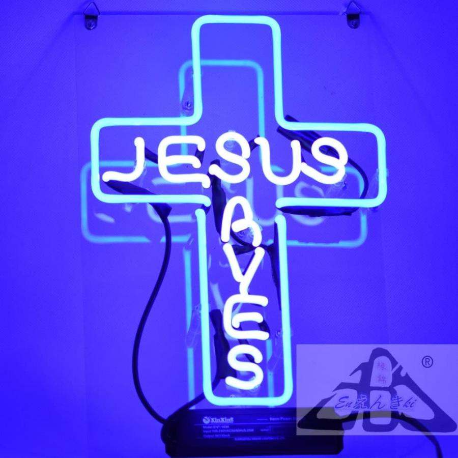 ネオンサイン Jesus クロス型 青白 ガラス 看板 十字架 ライト 店舗看板 インテリア 壁掛け led 看板 アメリカン雑貨 明るい カフェ バー オーダーメイド可能_4