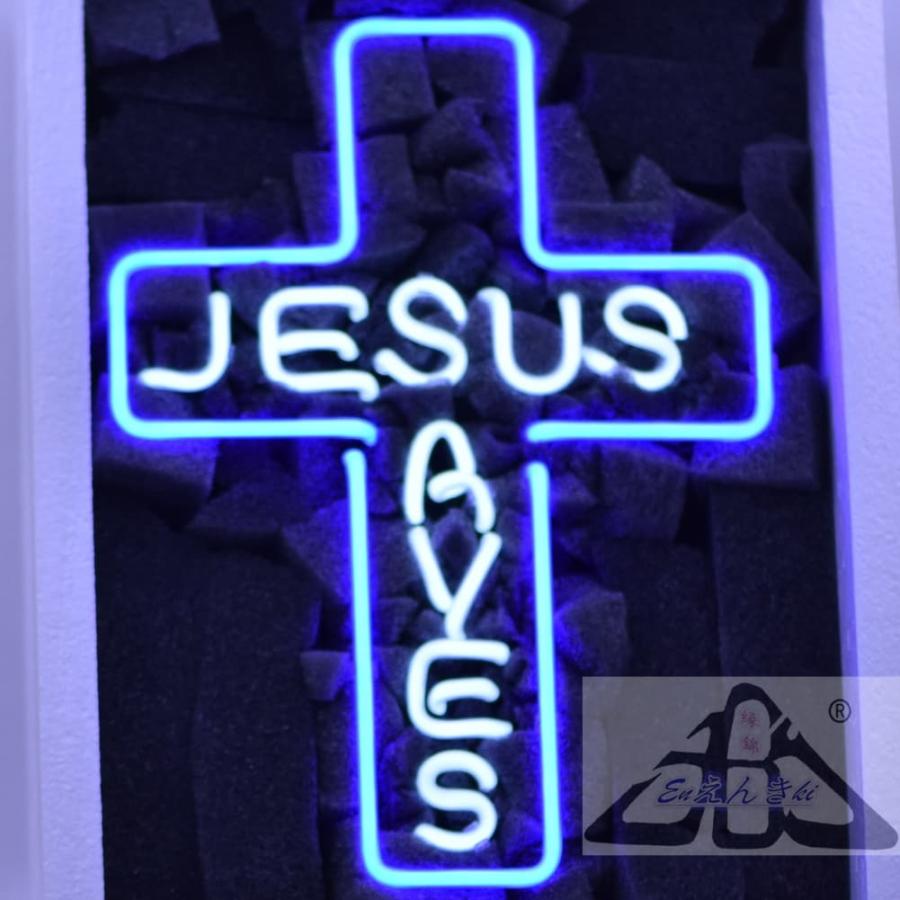 ネオンサイン Jesus クロス型 青白 ガラス 看板 十字架 ライト 店舗看板 インテリア 壁掛け led 看板 アメリカン雑貨 明るい カフェ バー オーダーメイド可能_6
