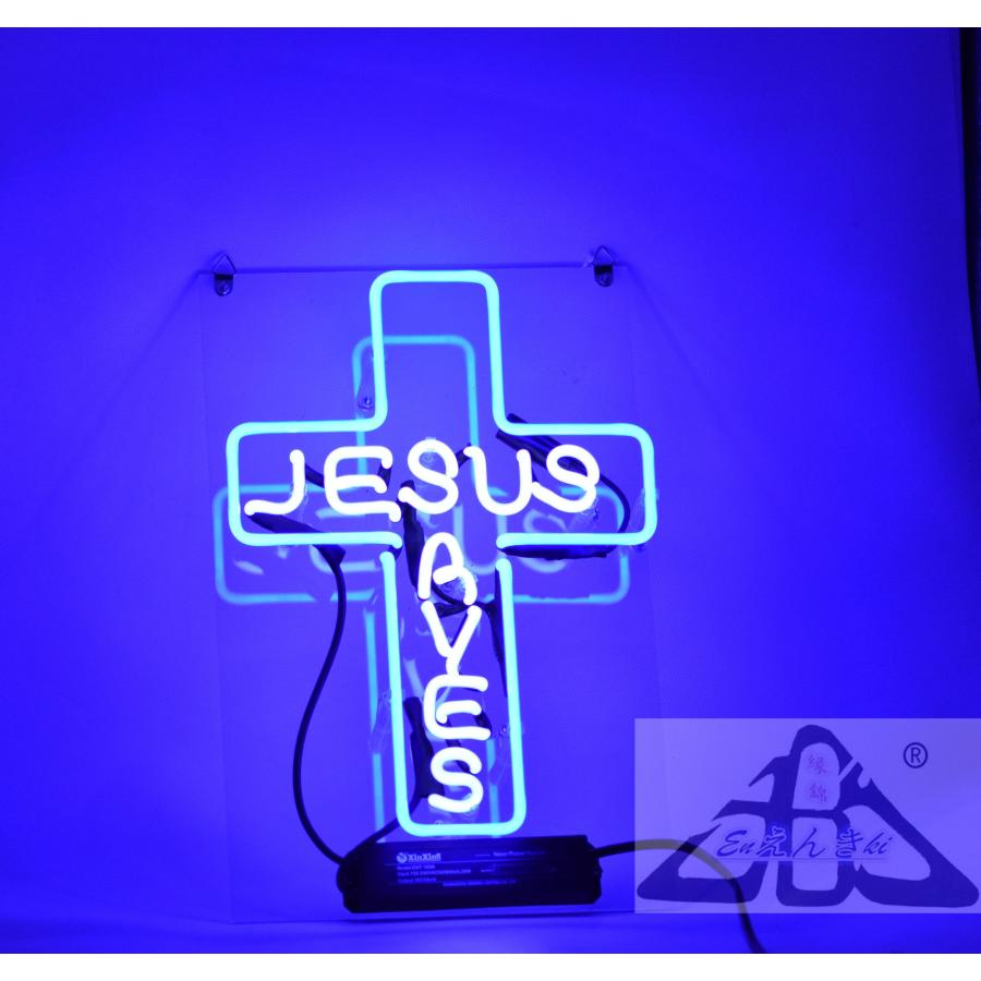 ネオンサイン Jesus クロス型 青白 ガラス 看板 十字架 ライト 店舗看板 インテリア 壁掛け led 看板 アメリカン雑貨 明るい カフェ バー オーダーメイド可能_8