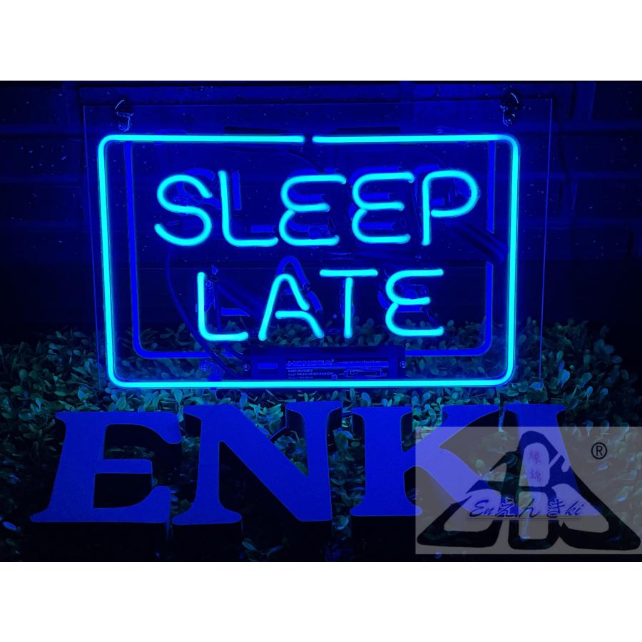 sleep late ネオンサイン 青色 バー 家装飾 インテリア13＊8インチ