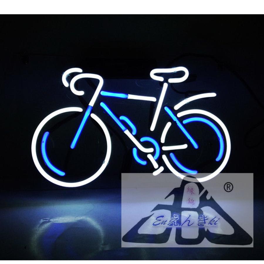ネオンサイン 自転車型 ガラスネオン 青白 カフェ装飾 壁掛け LED看板 アメリカン雑貨 おしゃれ 店舗用 電飾 サインボード 明るい カフェ オーダーメイド可能_1