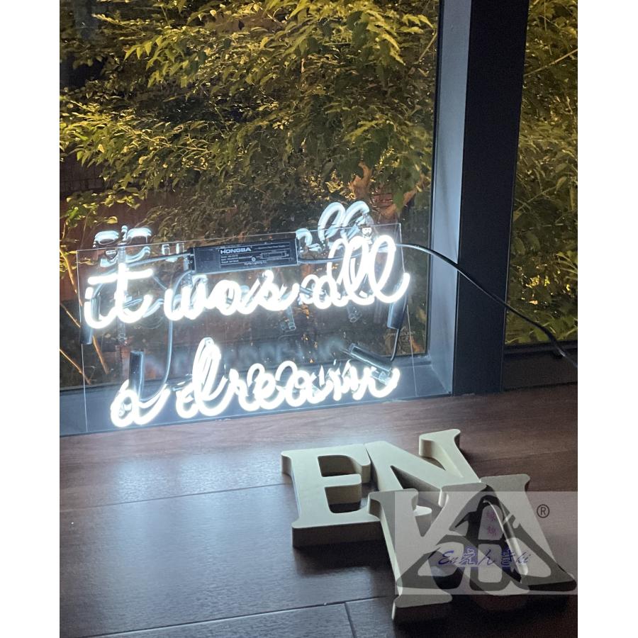 ネオンサイン it was all a dream ネオン看板 ガラス製 英字白ロゴ モノクロ空間照明 韓国  壁掛け led 看板 アメリカン雑貨 おしゃれ  オーダーメイド可能_10