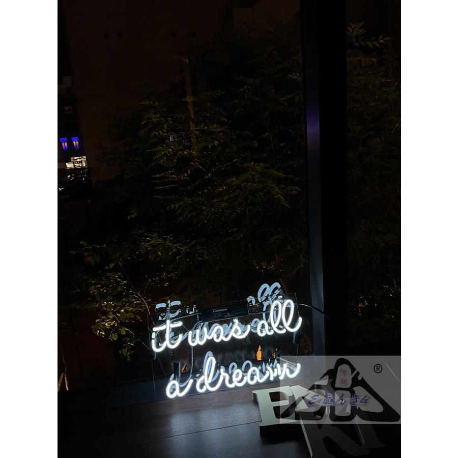 ネオンサイン it was all a dream ネオン看板 ガラス製 英字白ロゴ モノクロ空間照明 韓国  壁掛け led 看板 アメリカン雑貨 おしゃれ  オーダーメイド可能_11