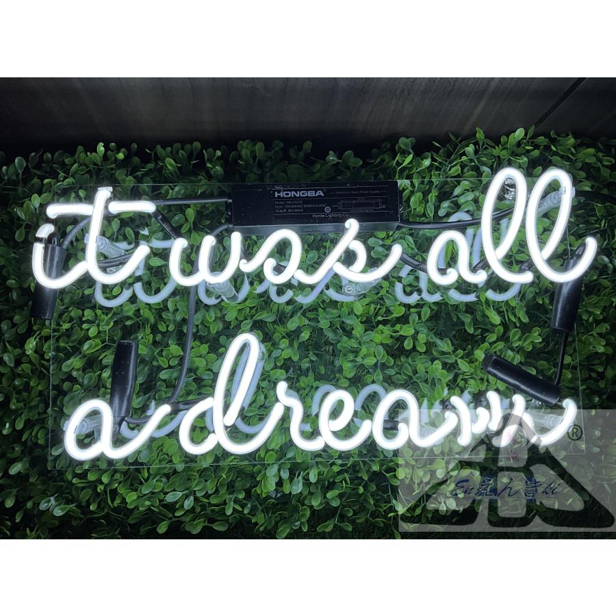 ネオンサイン it was all a dream ネオン看板 ガラス製 英字白ロゴ モノクロ空間照明 韓国  壁掛け led 看板 アメリカン雑貨 おしゃれ  オーダーメイド可能_12