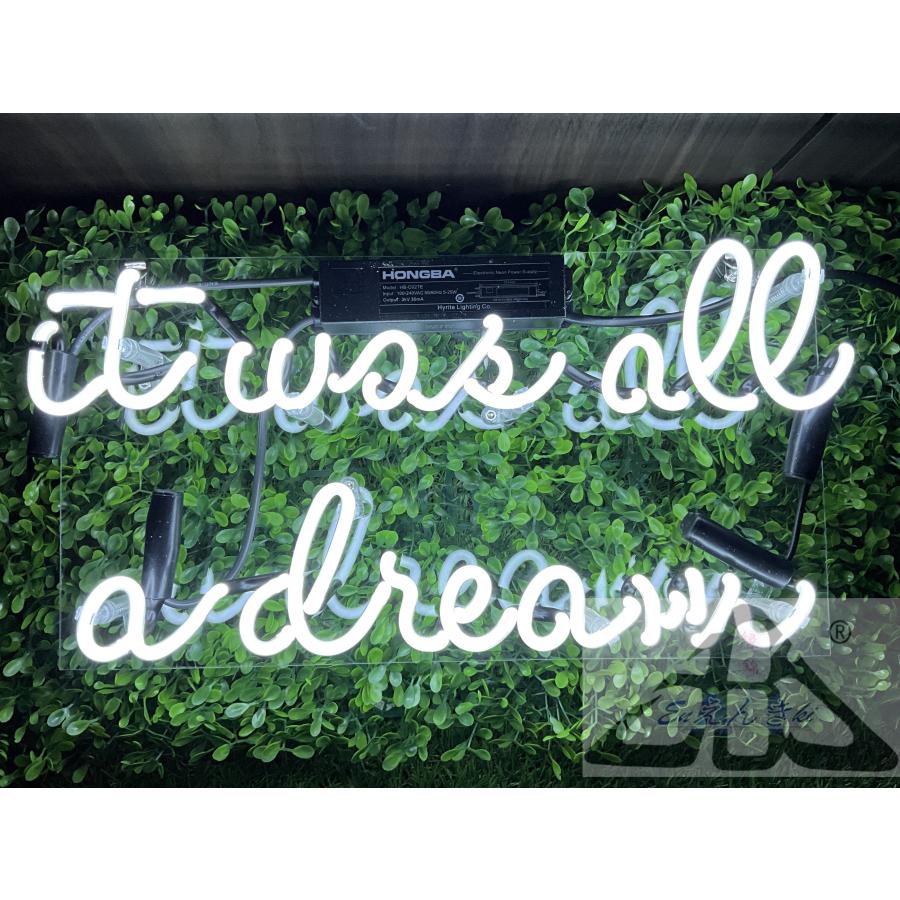 ネオンサイン it was all a dream ネオン看板 ガラス製 英字白ロゴ モノクロ空間照明 韓国  壁掛け led 看板 アメリカン雑貨 おしゃれ  オーダーメイド可能_13