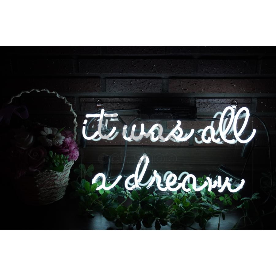 ネオンサイン it was all a dream ネオン看板 ガラス製 英字白ロゴ モノクロ空間照明 韓国  壁掛け led 看板 アメリカン雑貨 おしゃれ  オーダーメイド可能_14