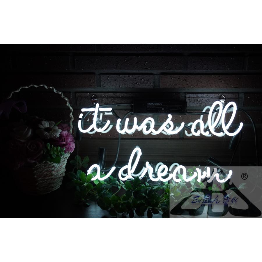 ネオンサイン it was all a dream ネオン看板 ガラス製 英字白ロゴ モノクロ空間照明 韓国  壁掛け led 看板 アメリカン雑貨 おしゃれ  オーダーメイド可能_9
