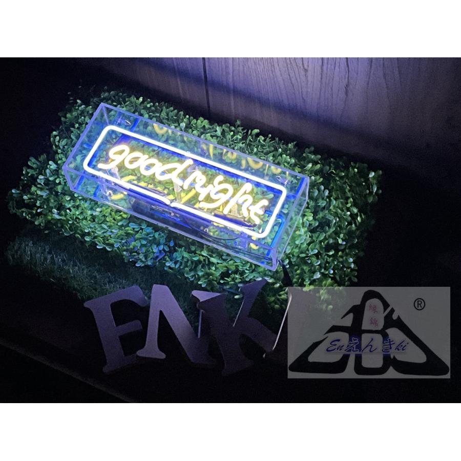 ネオンサイン good night ガラス製 英語ロゴ ブルーフレーム付き韓国  壁掛け led 看板 アメリカン雑貨 おしゃれ インテリア 店舗用 電飾  オーダーメイド可能_1