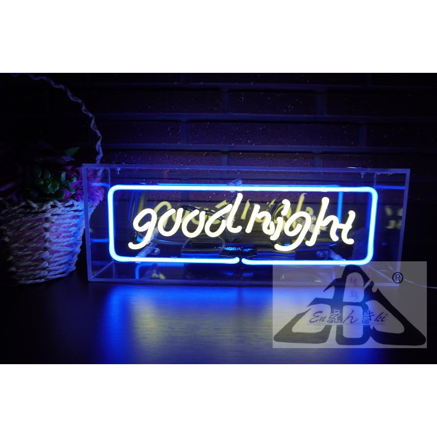 ネオンサイン good night ガラス製 英語ロゴ ブルーフレーム付き韓国  壁掛け led 看板 アメリカン雑貨 おしゃれ インテリア 店舗用 電飾  オーダーメイド可能_7