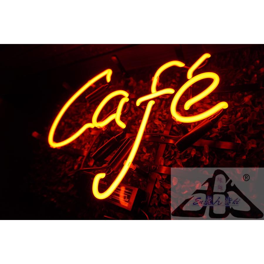 ネオンサイン Caf〓 筆記体 ガラス看板 赤オレンジ 店舗 インテリア 壁掛け led 看板 アメリカン雑貨 おしゃれ 店舗用   イルミネーション オーダーメイド可能_2