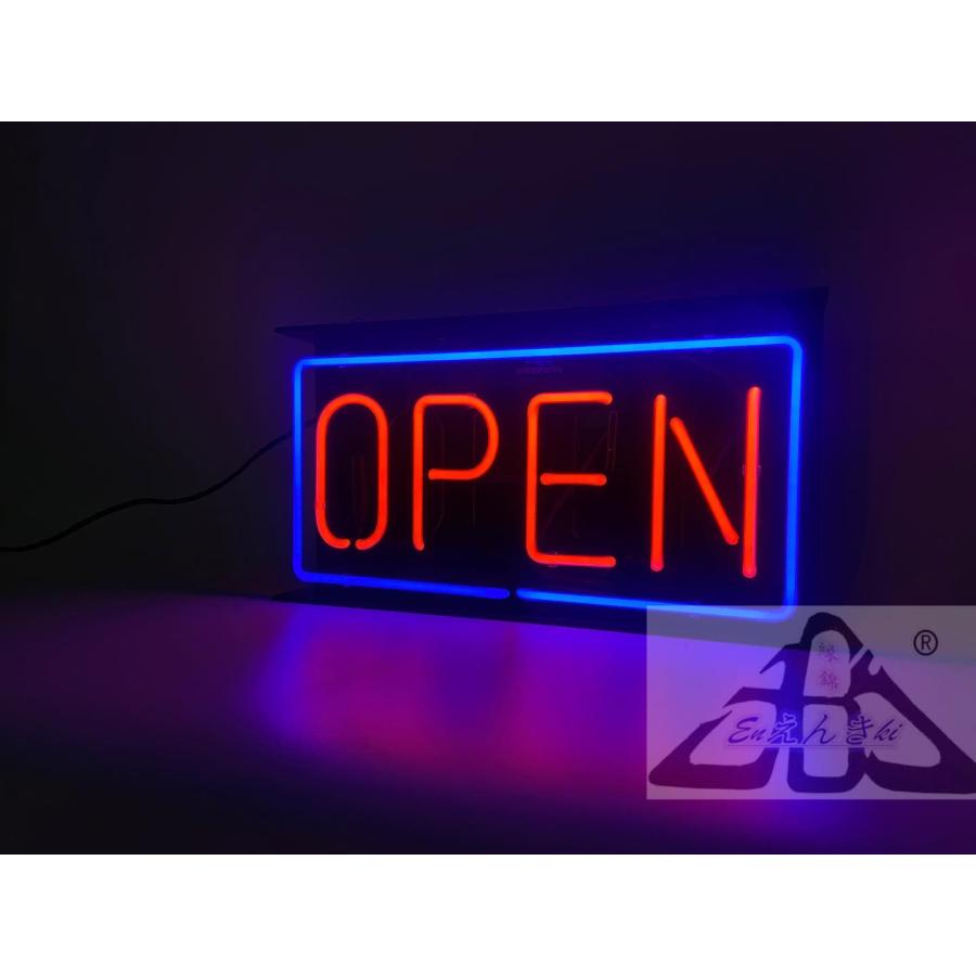 ネオンサイン OPEN 赤文字×青枠 ガラス看板 シンプル　店舗用　オープンサイン　壁掛け led 看板 明るい カフェ バー イルミネーション オーダーメイド可能_4