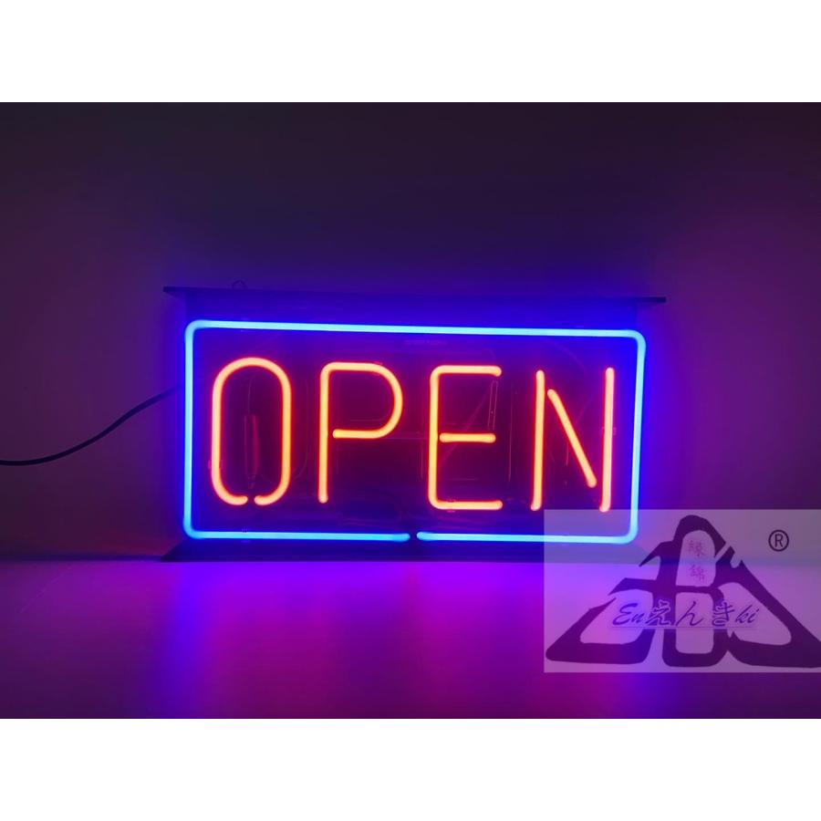 ネオンサイン OPEN 赤文字×青枠 ガラス看板 シンプル　店舗用　オープンサイン　壁掛け led 看板 明るい カフェ バー イルミネーション オーダーメイド可能_5