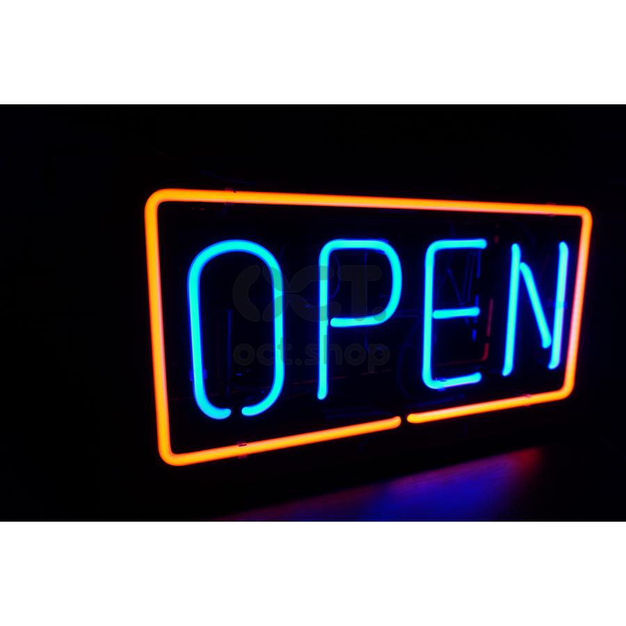 ネオンサイン OPEN 赤文字×青枠 ガラス看板 シンプル　店舗用　オープンサイン　壁掛け led 看板 明るい カフェ バー イルミネーション オーダーメイド可能_8