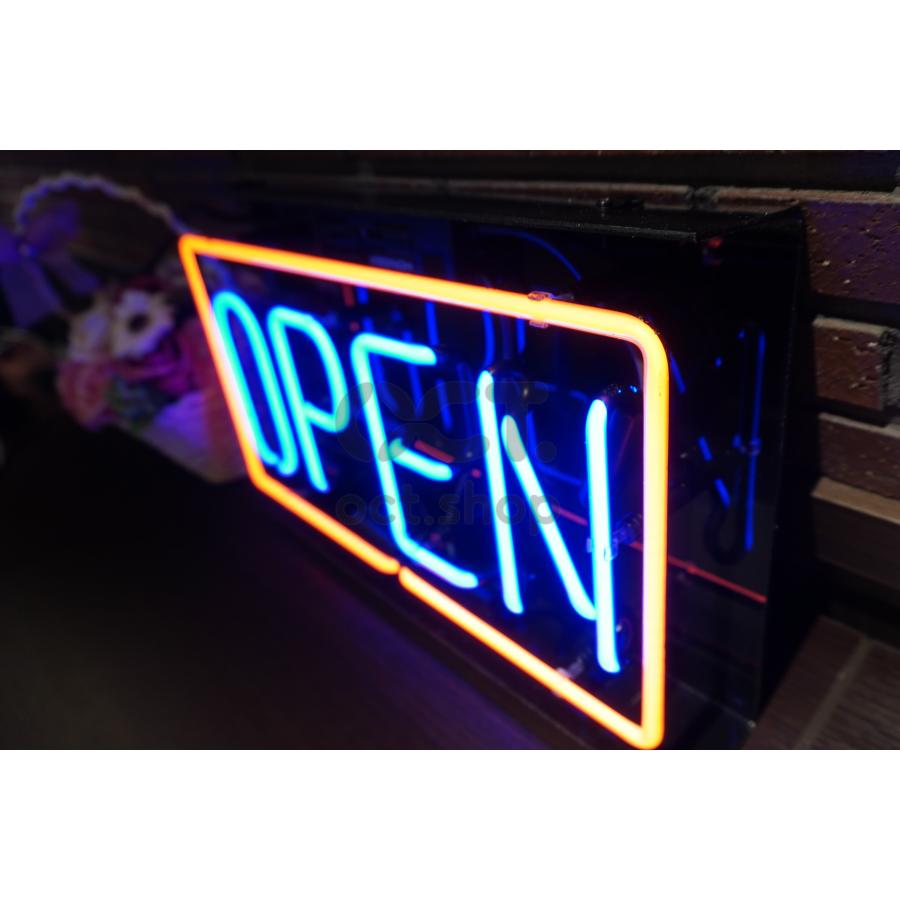 ネオンサイン OPEN 赤文字×青枠 ガラス看板 シンプル　店舗用　オープンサイン　壁掛け led 看板 明るい カフェ バー イルミネーション オーダーメイド可能_9