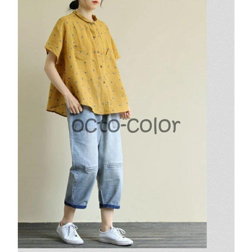 シャツ レディース tシャツ 半袖 ブラウス ゆったり 大きいサイズ 春 夏 春服 夏服 きれいめ トップス カットソー カジュアル 体型カバー ブラウス シャツ 春夏 スキッパー トップス 半袖 レディース