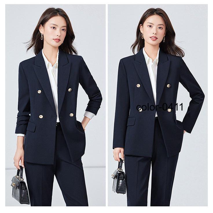 パンツ　スーツ 楽天市場】パンツスーツ セットアップ 全3色 2点セット 黒 紺