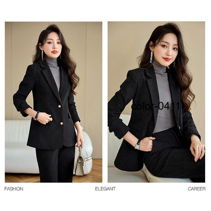 レディース パンツスーツ コーデュロイ セットアップ ブレザー