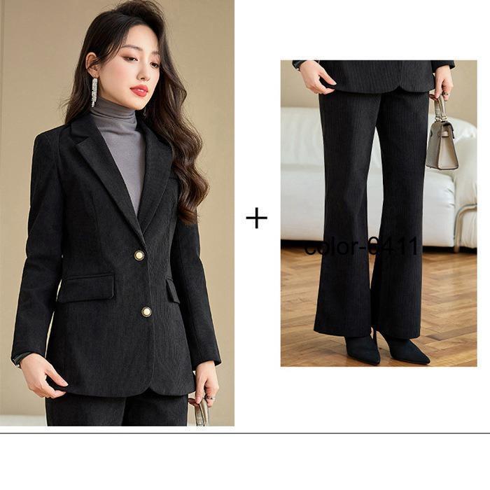 レディース パンツスーツ コーデュロイ セットアップ ブレザー