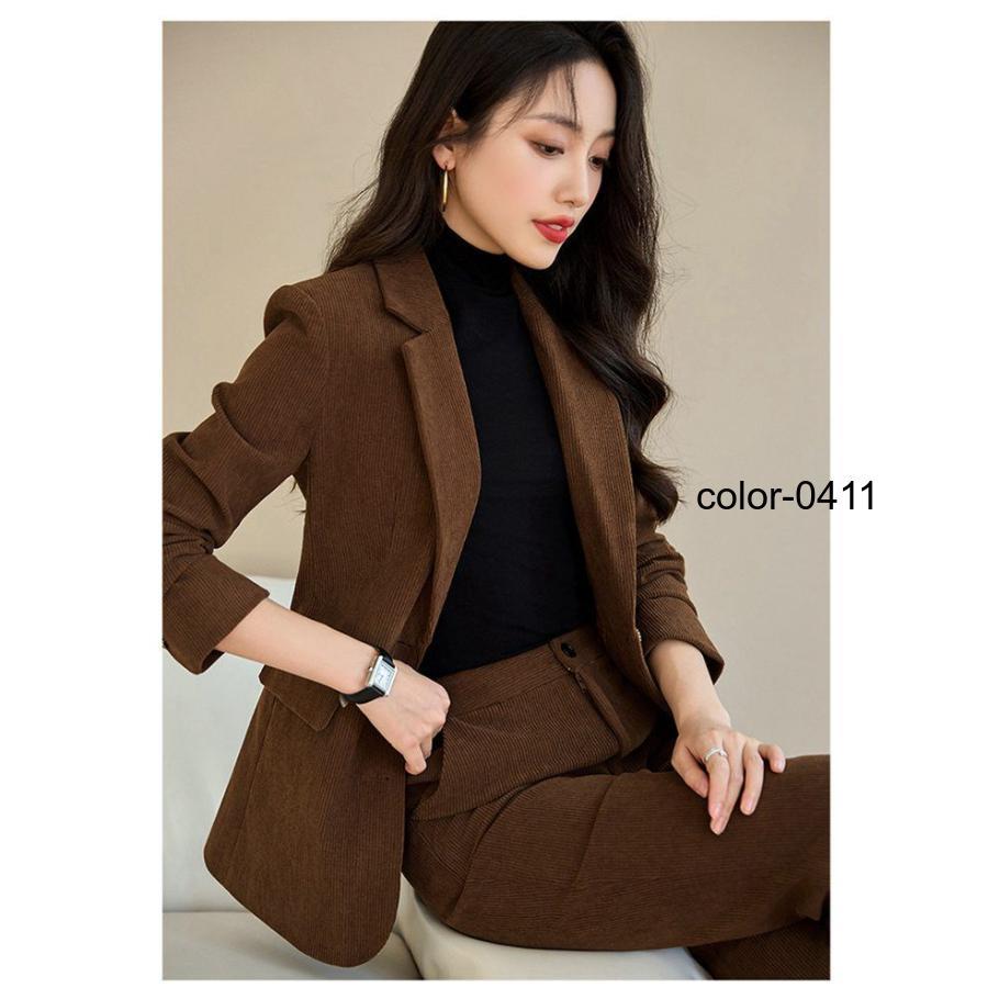 レディース パンツスーツ コーデュロイ セットアップ ブレザー