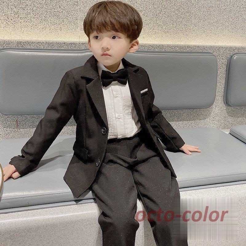 2021新作 子供スーツ フォーマル 男の子 黒 タキシード セットアップ  