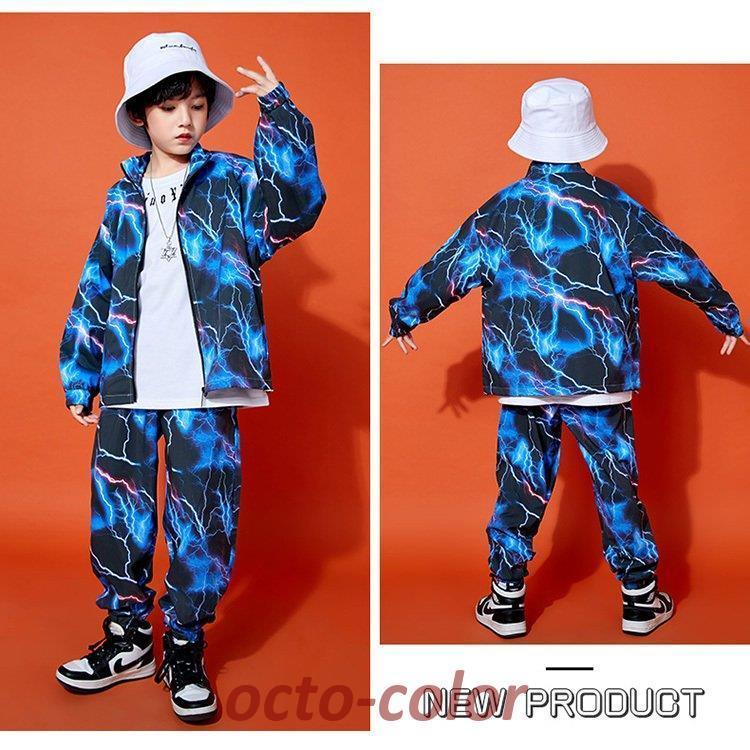 ダンス衣装 キッズ セットアップ ジャケット ジャージ 長袖 パンツ 男の子 女の子 韓国 子供服 ダンスウエア レッスン ヒップホップ キッズ ダンス 衣装 派手｜octo-color｜05