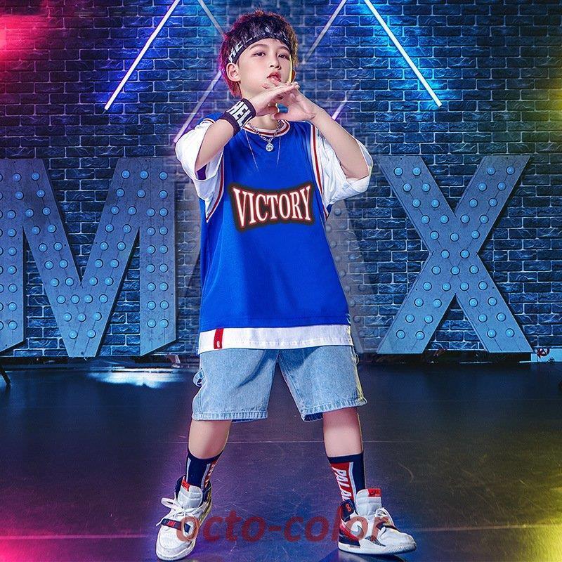 キッズダンス衣装 ヒップホップ キッズ ダンス衣装 セットアップ HIPHOP デニム 子供　 デニムパンツ  ステージ衣装｜octo-color｜04