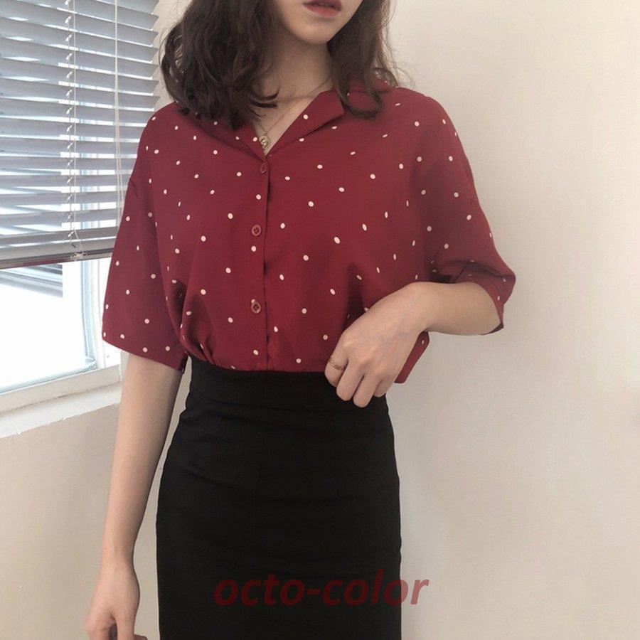 ドット柄 シャツブラウス レディース : octo-color - 通販