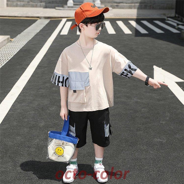 ジャージ キッズ 男子 上下 半袖 夏服 子供服 セットアップ トップス tシャツ 半袖 ハーフパンツ 半ズボン スポーツウェア カジュアル 可愛い おしゃれ 新品｜octo-color｜03