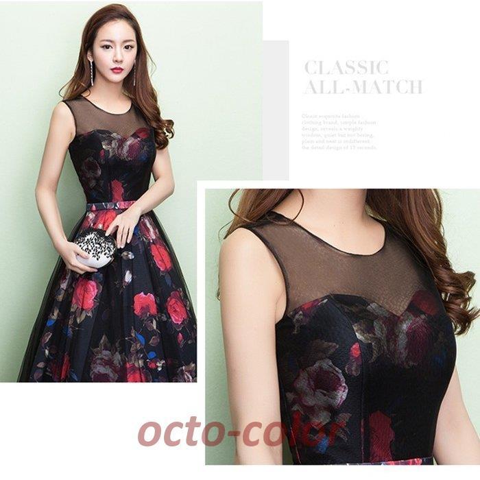 ロングドレス 花柄 演奏会 パーティードレス 結婚式 ドレス