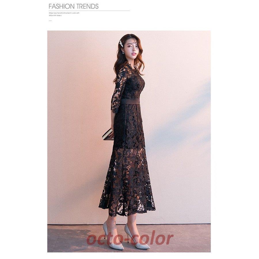 パーティードレス 結婚式 ドレス ロングドレス 演奏会 レースドレス 黒 ブラックドレス 二次会ドレス 発表会 ウェディングドレス パーティー お呼ばれドレス | ブランド登録なし | 06