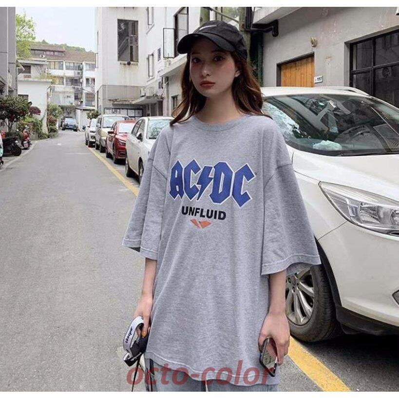 tシャツ レディース  夏 半袖 韓国 ロゴ カットソー Uネック トップス  ゆるTシャツ 丸首  プルオーバー カジュアル ロゴ プリント ホワイト 白 グレー グリーン｜octo-color｜13