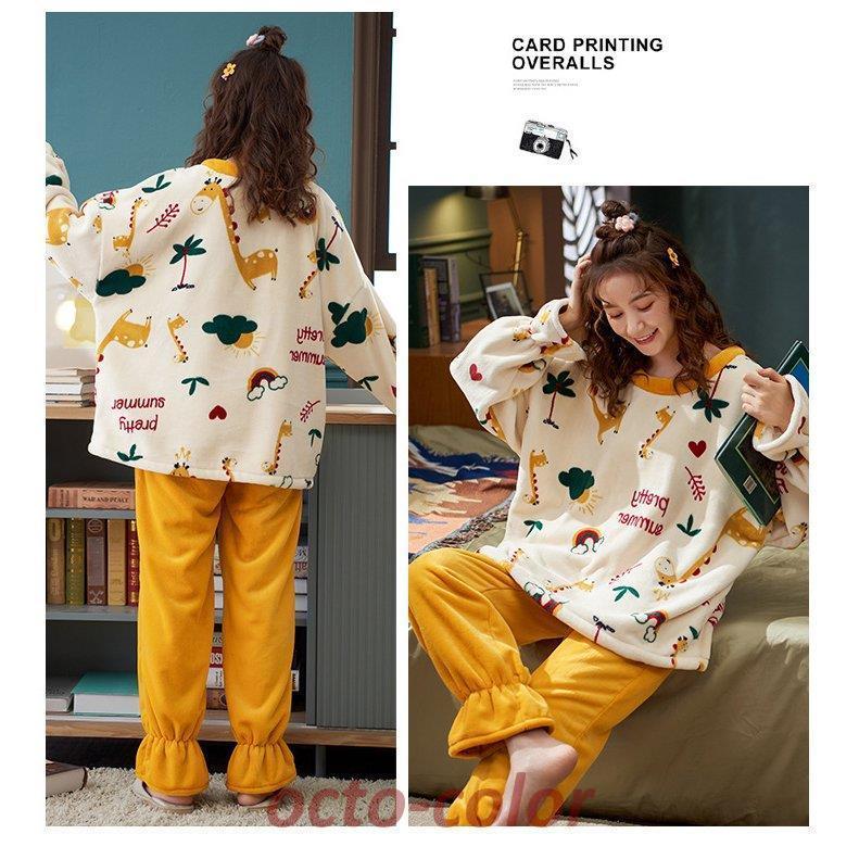 セットアップ カップルペアルック ルームウェア フランネル フラノ裏起毛ペアパジャマ 長袖 パジャマペアルックお揃いレディースメンズ ネグリジェ単品売り 公式