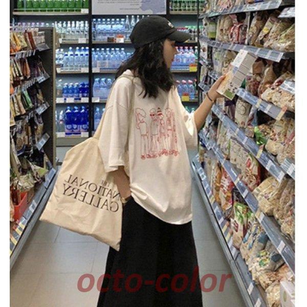 Tシャツ レディース キャラT トップス 半袖 チュニック カジュアル シンプル かわいい イー 白 ホワイト Tシャツ レディース キャラT トップス 半袖 チュニック