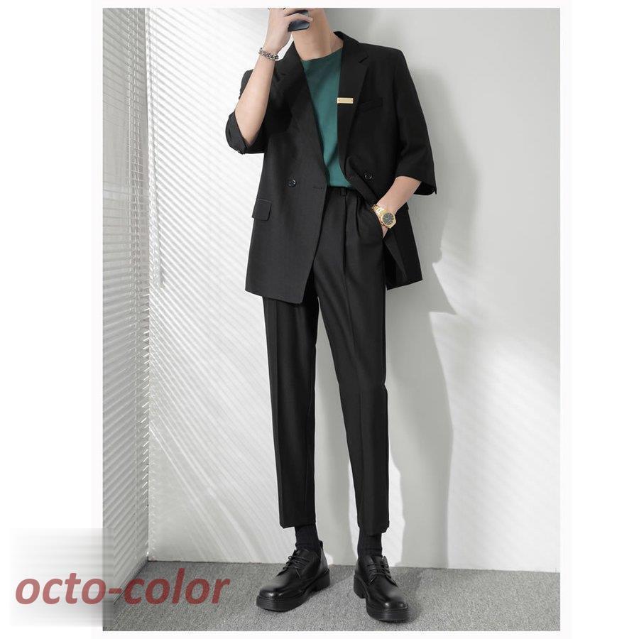 カジュアルスーツ ハーフスリーブ ゆったり セットアップ 上下セット