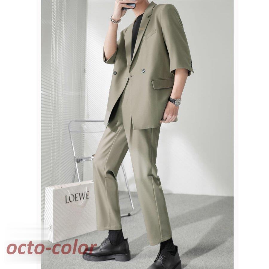 カジュアルスーツ ハーフスリーブ ゆったり セットアップ 上下セット