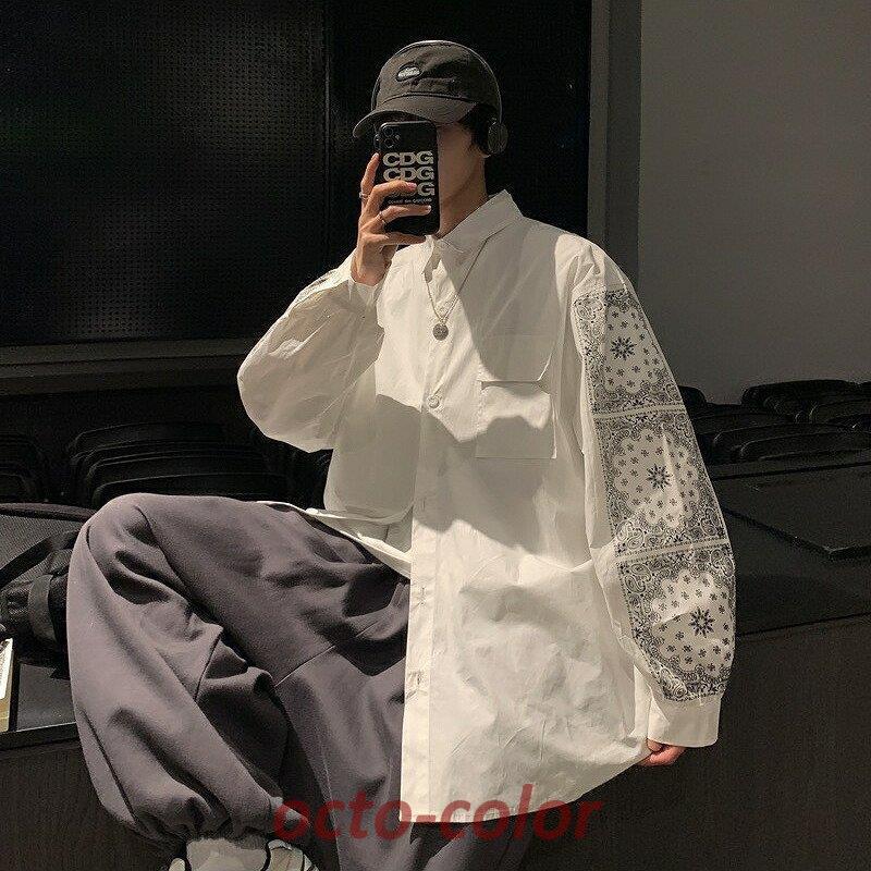 バンダナ柄 ペイズリー柄 シャツ ゆったり 韓国 ファッション