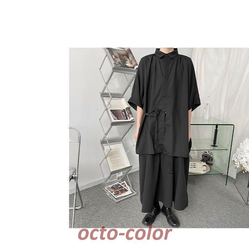 ビッグ ドルマンスリーブシャツ ビッグシルエット ブラックコーデ  ビックシルエット 韓国 ファッション メンズ ゆったり｜octo-color｜15