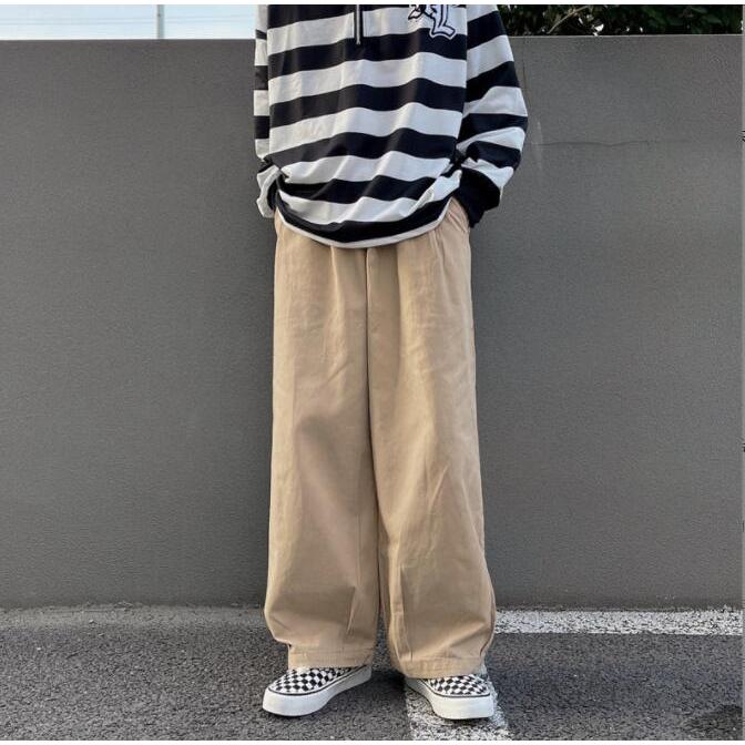 チノパンツ ワークパンツ コットンパンツ タック入り ツータック