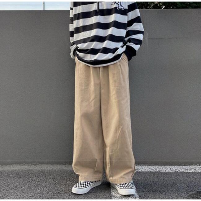 チノパンツ ワークパンツ コットンパンツ タック入り ツータック