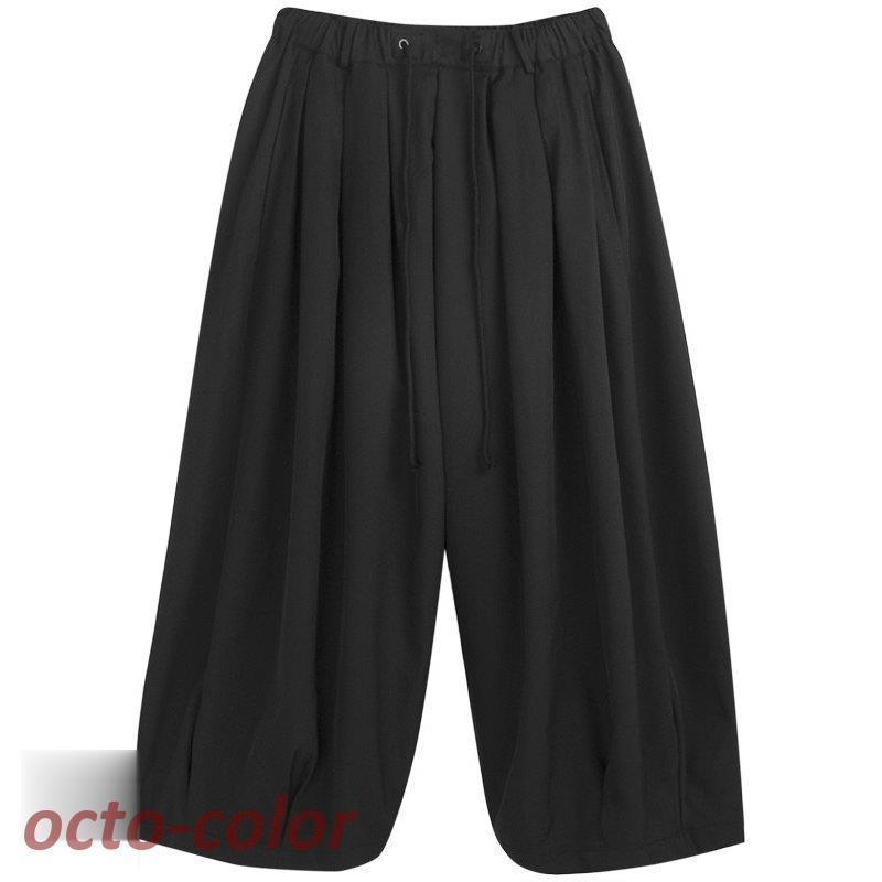 ワイドパンツ タック 8分丈 サルエル アラジンパンツ スカートの様な