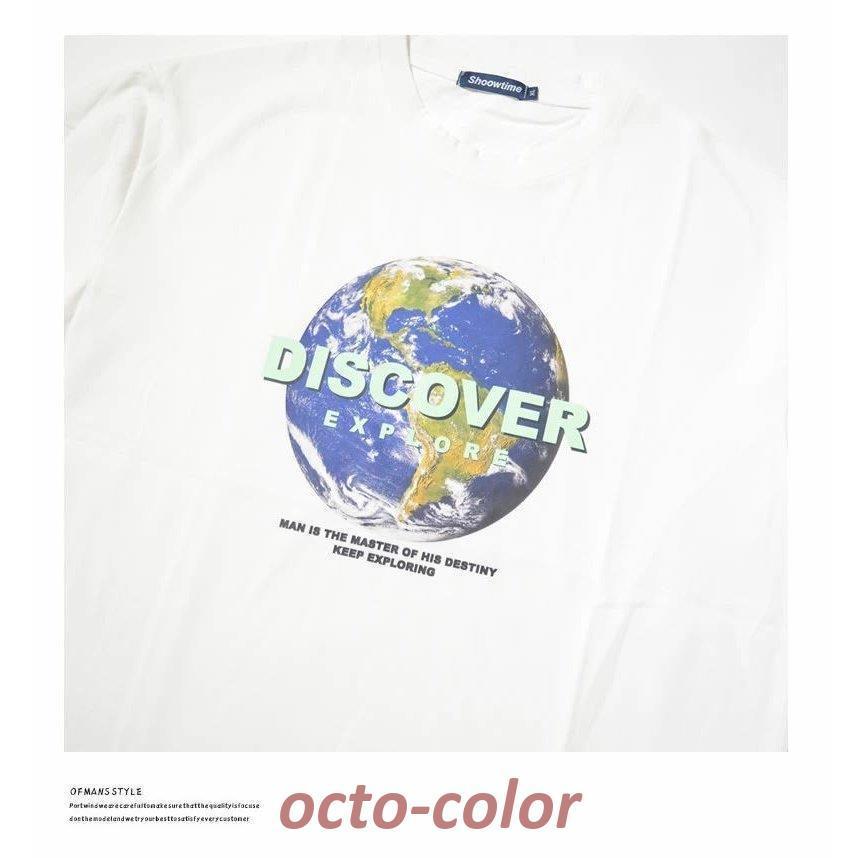 Tシャツ 半袖 メンズ オーバーサイズ ビッグシルエット アースプリント ブランド 韓国 ファッション ストリート系｜octo-color｜10