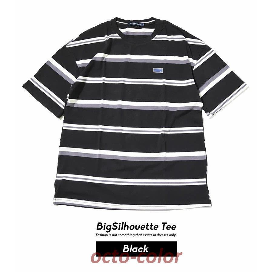 ◆メンズ シャツ 半袖 ボーダー ストライプ 韓国系 ボーダーTシャツ 半袖 メンズ オーバーサイズ ビッグシルエット
