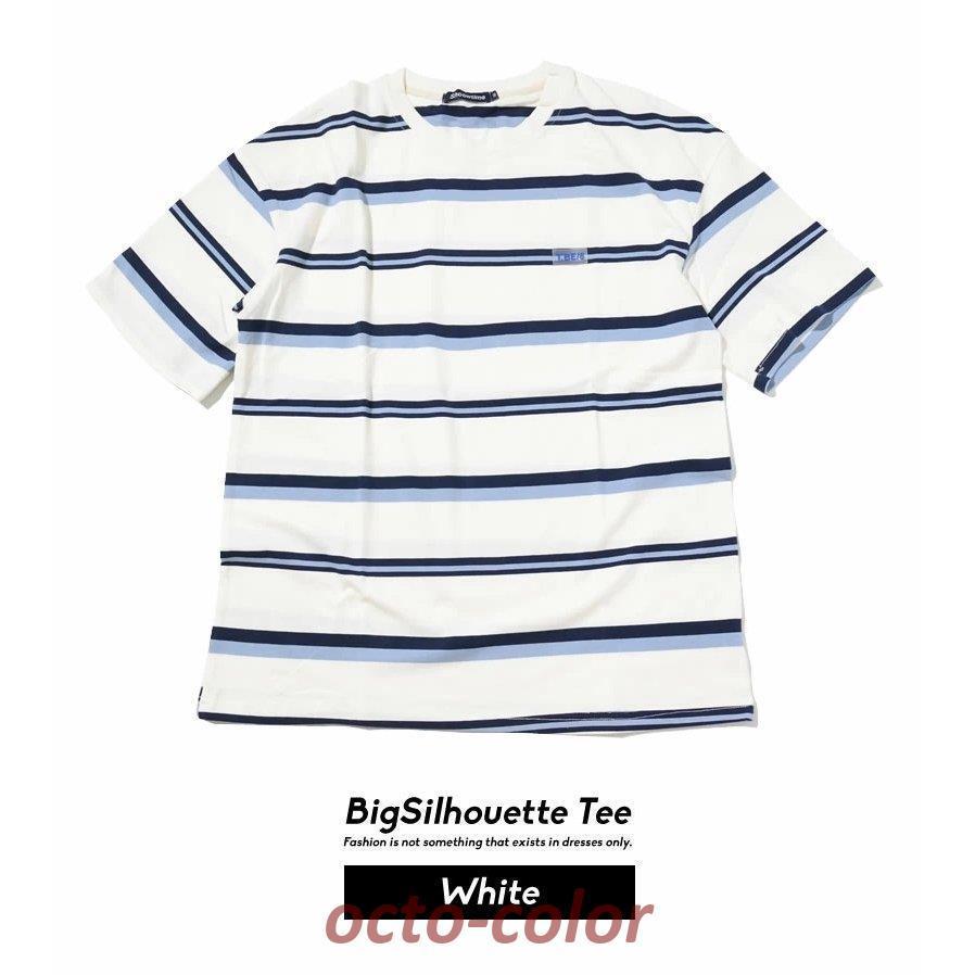 ◆メンズ シャツ 半袖 ボーダー ストライプ 韓国系 ボーダーTシャツ 半袖 メンズ オーバーサイズ ビッグシルエット